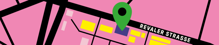 2D Anfahrtskarte des RAW Gelände RAW Map pink